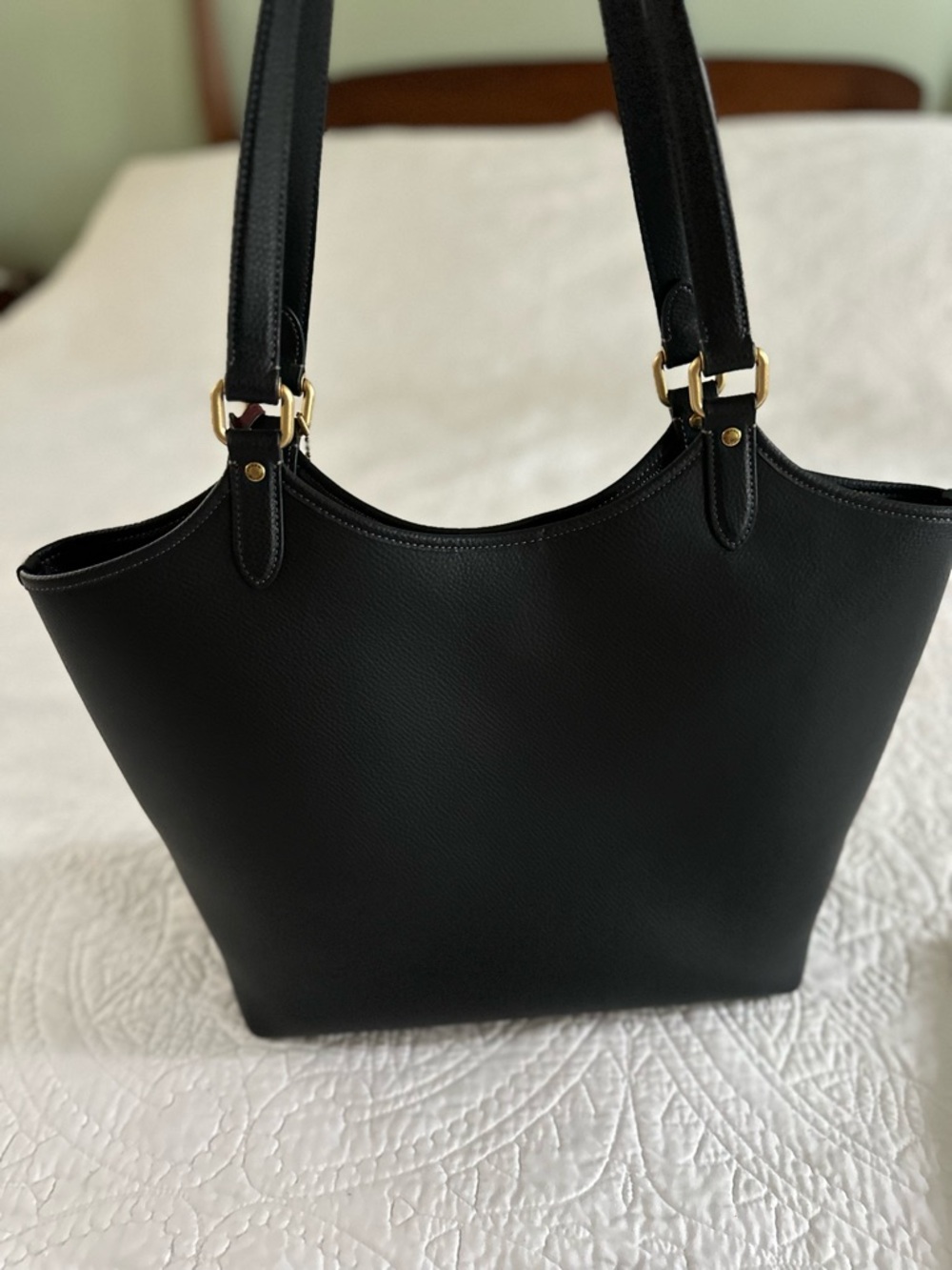 Coach Day Tote in Black with Brown Signature Canvas Wristlet - Picture 3 of 8